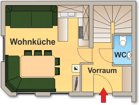 Skizze Chalet Jagdhaus Erdgeschoss